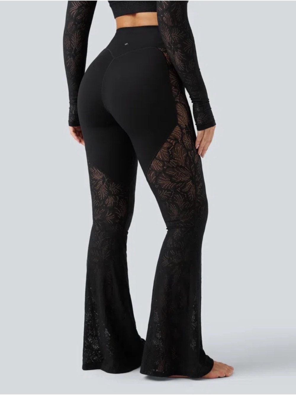 HALARA High Waisted Tummy Control Lace Flare Yoga Pants